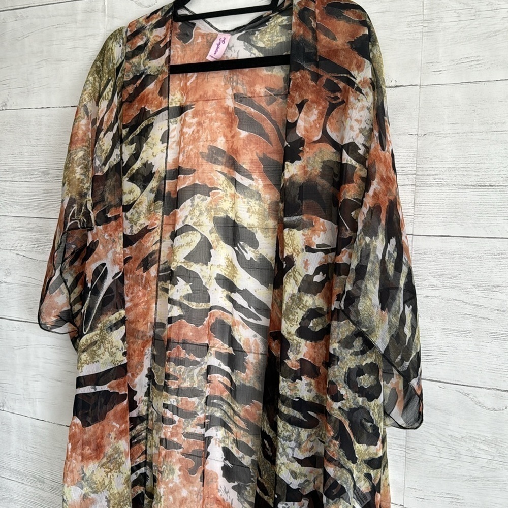 Sunflower Mutiple Color Pattered Long Cardigan |  ONE SIZE - Picture 3 of 6